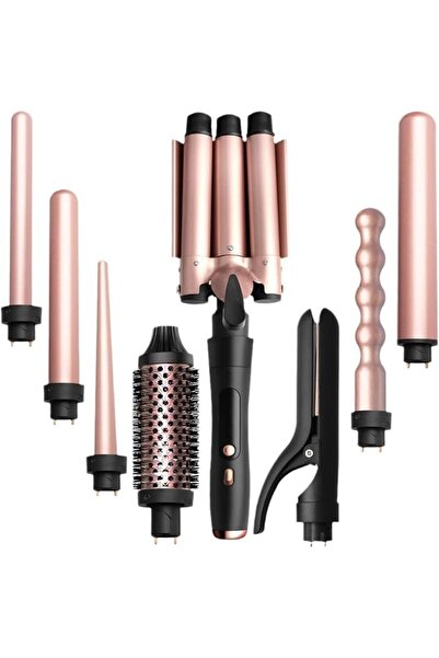 REOCLE 8-in-1 Curling Iron Set, Professional Hair Curler with LCD Display, 7 ...
