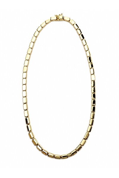 sacha Rectangular Plate Row Design Gold Necklace