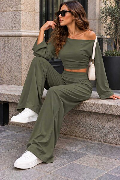COOL TARZ Women's Off-Shoulder Bustier Crop Blouse – Long Sleeve Ruched Detai...