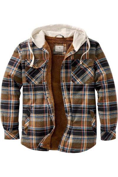 Legendary Whitetails mens Camp Night Berber Lined Hooded Flannel Long Sleeve