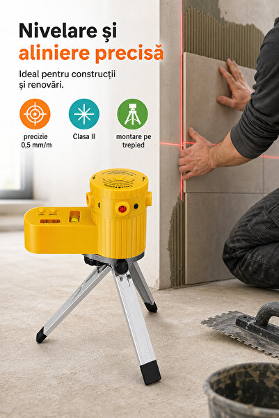 DeaL Macvi ®   Nivelă laser pe trepied, precizie 0,5 mm/m pentru nivelare și ...