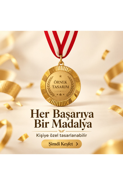 Kişiye özel Başarı Madalyası - Dijital Baskılı 1. Kalite gold altın rengi ödül madalyası 7cm