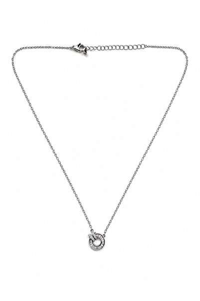 sacha Circle Shaped Baguette Stone Silver Necklace
