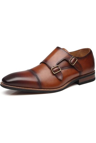 LABADA La Milano Mens Double Monk Strap Slip on Loafer Cap Toe Leather Oxford...