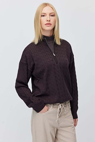 PAULMARK Women's Hair Braided Half Fisherman Zipper Knitwear Sweater