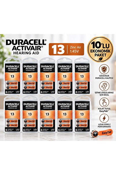 13 Numara İşitme Cihazı Pili 10 Paket 60 Adet