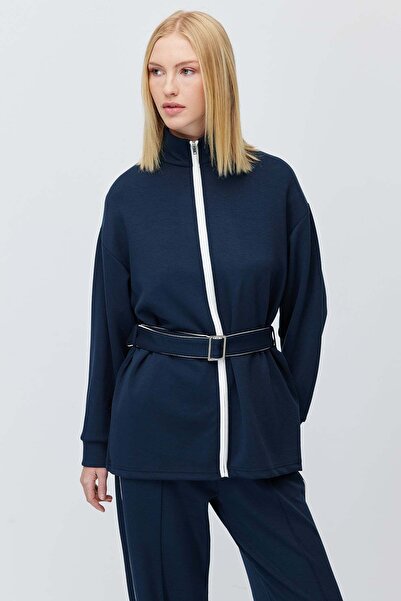 PAULMARK Women's Belted High-Neck Sweatshirt