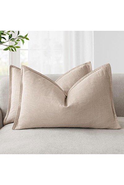 Generic Decorative Cushion Covers, Pack of 2, Plain Colour, Soft Linen, Bohem...