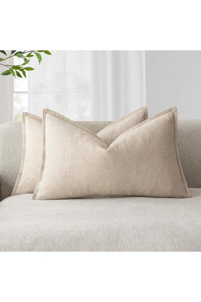 Generic Decorative Cushion Covers, Pack of 2, Plain Colour, Soft Linen, Bohem...