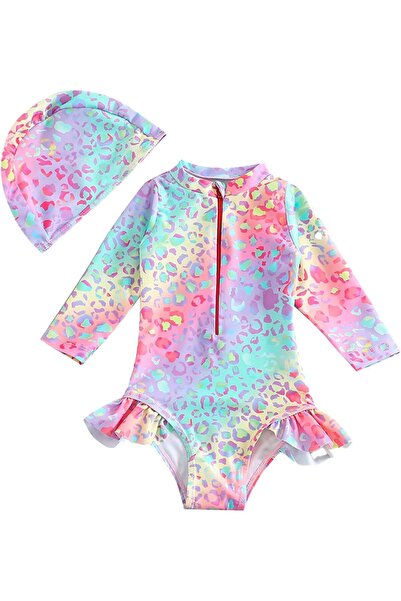 Generic Baby Toddler Girl Long Sleeve Ruffle Swimsuit Sun Protection Guard Sw...