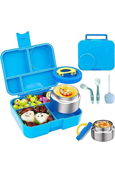 Generic Adando Bento Box for Kids Leakproof: 4-Compartment 2-Temperature Zone...