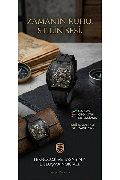 Mmctech Erkek Kol Saati Silikon Kordon İskelet Kadran Spor Lüks Model