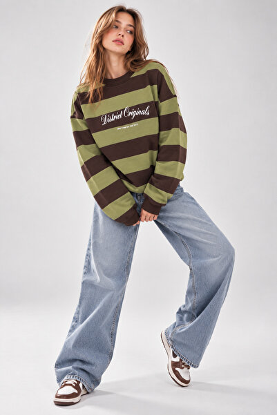 vayro Sweatshirt Kalın Çizgili District Originals Baskılı 2022