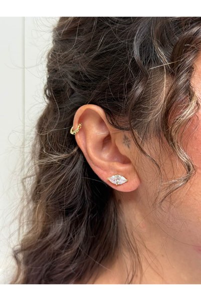 Tuysa Jewelry Markiz Taşlı Küpe