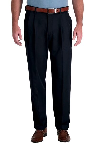 Haggar بنطلون رجالي من Mynx Gabardine بخصر قابل للتمدد مخفي وقصة كلاسيكية مع ...