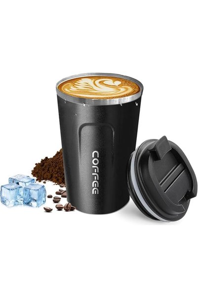 Generic كوب قهوة معزول مانع للتسرب سعة 12 أونصة، مصنوع من الفولاذ المقاوم للص...