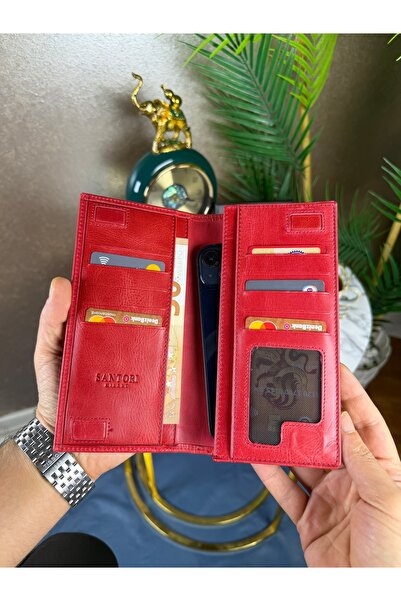 santorı milano santorı Torino Hakiki Deri Uzun Unisex Cüzdan – Telefon Bölmel...