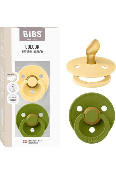 Bibs Liberty Pacifier | 2 Colour Natural Rubber Latex Soothers | Size 1 (0-6 ...