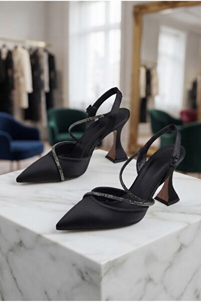 ShoeTek Daniella Women's Heeled Shoes with Cross Straps and Stones in Black S...
