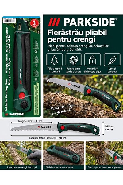 PARKSIDE Garden Hand Saw for cutting branches 18 cm, foldable, at different a...