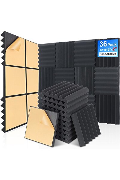 Generic 36 Pack Pyramid Acoustic Panels, 12x12x2 Inches, Black, High-Density ...