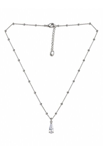 sacha Drop Stone Figured Ball Chain Silver Necklace