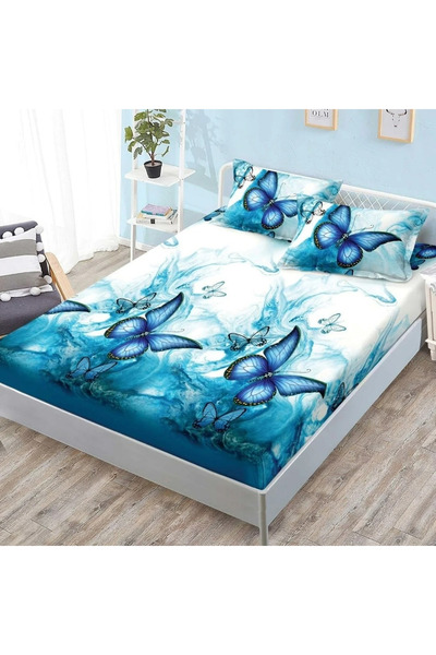 decorami Stretchy sheet, FINET, 180x200cm, 2 pillowcases 50x70cm, Blue, Butte...