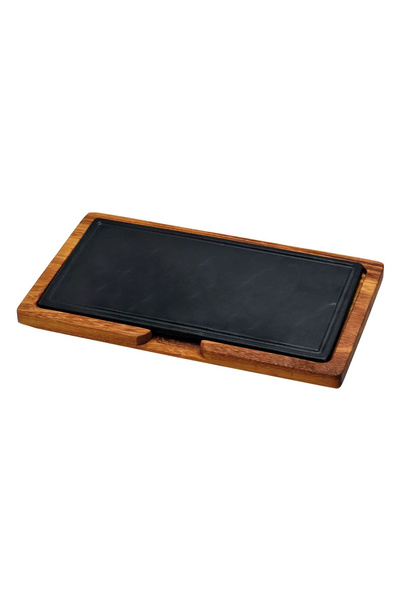 Lava Cast iron platter, 30 x 16 cm, with wooden stand - brand