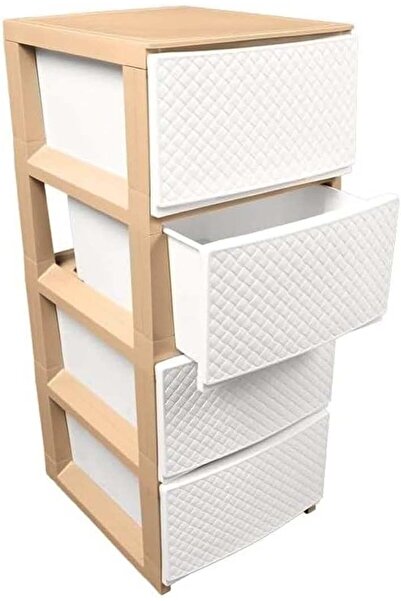 Generic Rattan Storage Unit Drawer Organizer, White Plastic Rattan Constructi...