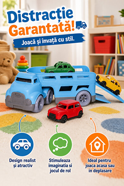 DeaL Macvi ®   Set camion cu remorcă și 3 mașini, albastru