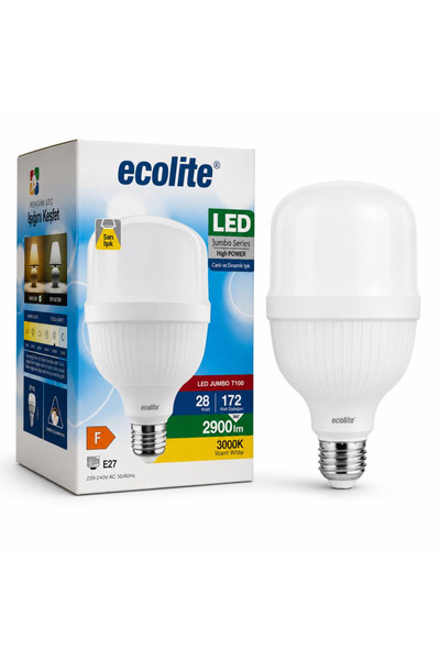 SeKaTech Ecolite 28W LED Ampul E27 3000K Sarı Işık 2900 Lümen 172W Eşdeğeri B...