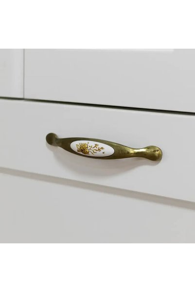 Tomurcuk Porselen Furniture Handle Antique Yellow/White 128mm Handle (198-11-...