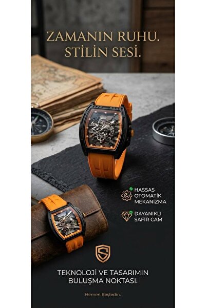 Mmctech Erkek Kol Saati Silikon Kordon İskelet Kadran Spor Lüks Model