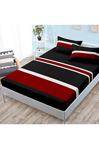 decorami Cearsaf cu elastic, FINET, 180x200cm, 2 fete de perne 50x70cm, Negru...