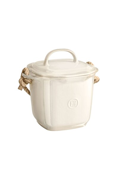Emile Henry Compost bin, ceramic, 25x20.5cm/3.25L, Clay -