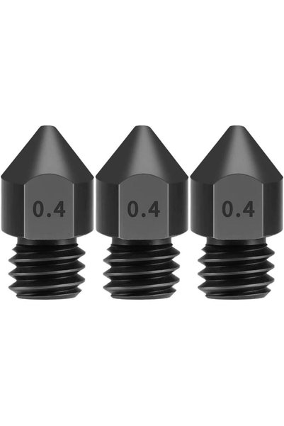 Generic فوهات من الفولاذ المقوى 0.4 مم لخيوط الطباعة 1.75 مم، MK8، أسود، 3 قط...