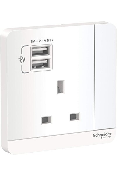 Generic أفاتار أون، مقبس كهربائي بمنفذ USB، 13 أمبير، أبيض، E8315USB_WE_G12