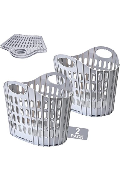 Generic Collapsible Laundry Basket 2-Pack, 65L Large Foldable Hamper with Han...