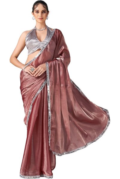 Generic Women's Jimmychoo Solid Saree Embellished Lace With Un-stitched blouse