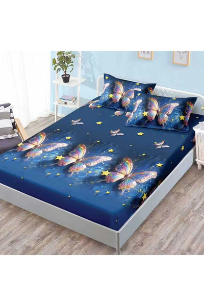 decorami Stretchy sheet, FINET, 180x200cm, 2 pillowcases 50x70cm, Blue, butte...
