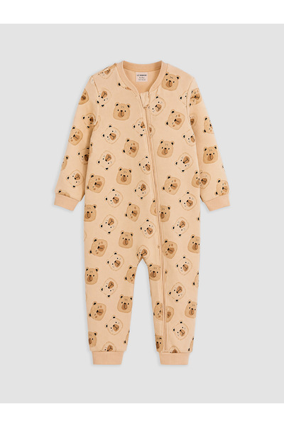 LC Waikiki Teddy Bear Patterned Beige 2.5 Tog Crew Neck Baby Boy-Child Sleepi...
