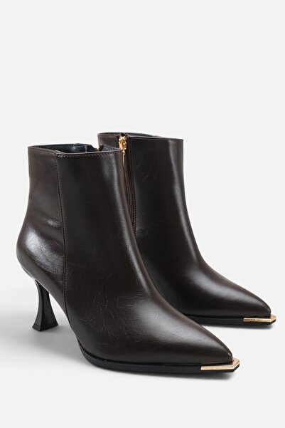 Liza Shoes Cizme de damă maro cu vârf ascuțit și toc înalt A006-K832