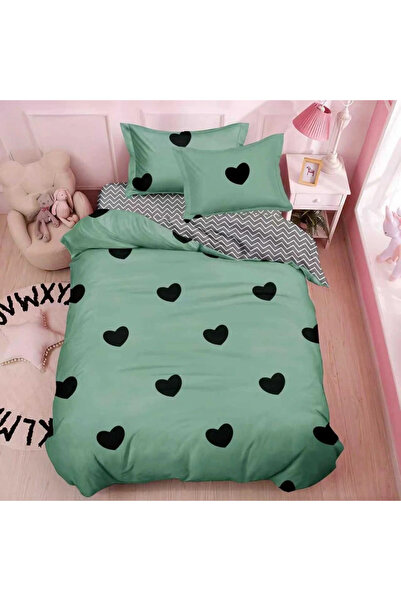 decorami 1 person underwear, 4 pieces, Satin Cotton type, Green, hearts