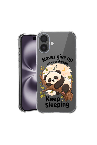 bestcase Противоударен калъф за Apple iPhone 17, Панда  "Никога не се предава...