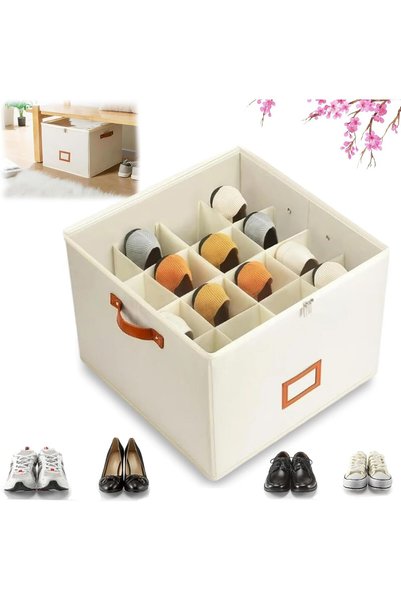 Generic Fabric Shoe Organizer Storage Box 14x14x12 Inches, Foldable Shoe Bin ...