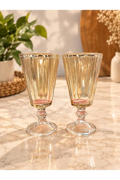 zaTen Pazar Queen Long Set of 6 Honey Yellow Coffee Cups – Stylish Decorative Glass Cup Set