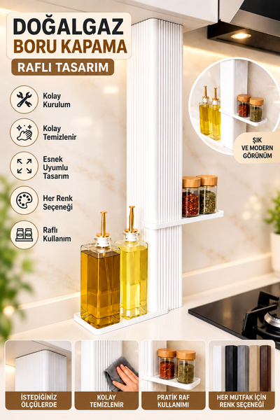 Arvina Atelier Ölçüye Özel Raflı Doğalgaz Borusu Gizleme ve Kapama | Dekorati...