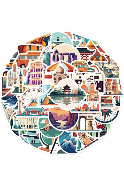 Generic World Travel City Stickers for Luggage 65Pcs Waterproof Vinyl Travel ...