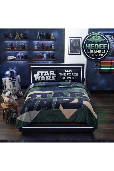 Hedef Lisanslı Ürünler Battaniye Seti Lisanslı Star Wars Battaniye + Yastık K...