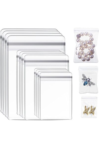 Generic 120 Pcs Jewelry Bag, Clear Jewelry Bags Zipper Bags, 3 Sizes Self Sea...